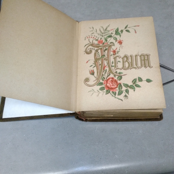Edwardian era Photo album sweud with silver plated medallion & buckle